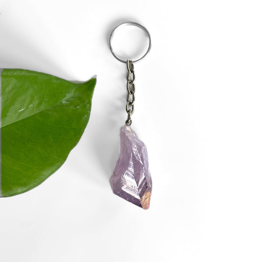 Rainbow Aura Amethyst Keyring - tooth / root