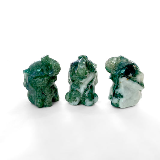 Moss Agate Sitting Elephant