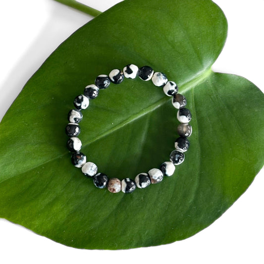 Orca Agate Bracelets - round faceted bead