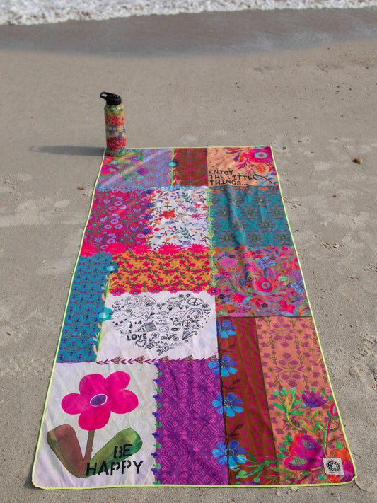 Beach Towel / Yoga Mat - Be Happy