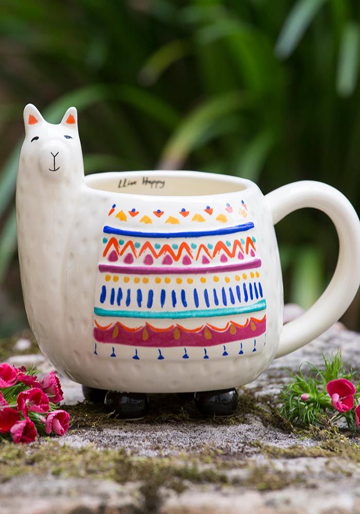 Ceramic Folk Mug - Llama