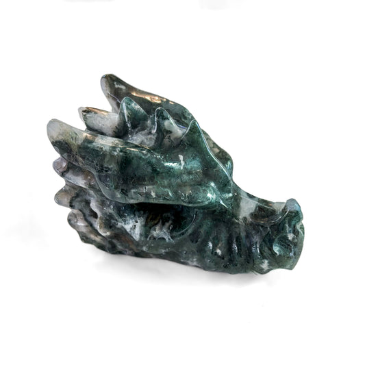 Moss Agate Dragon Heads