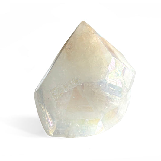 Rainbow Aura Citrine Cutbase Point