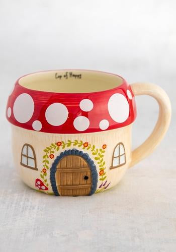 Ceramic Folk Mug - Mushroom House