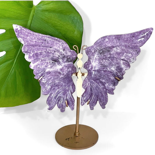 Lepidolite Butterfly Wings with Stand