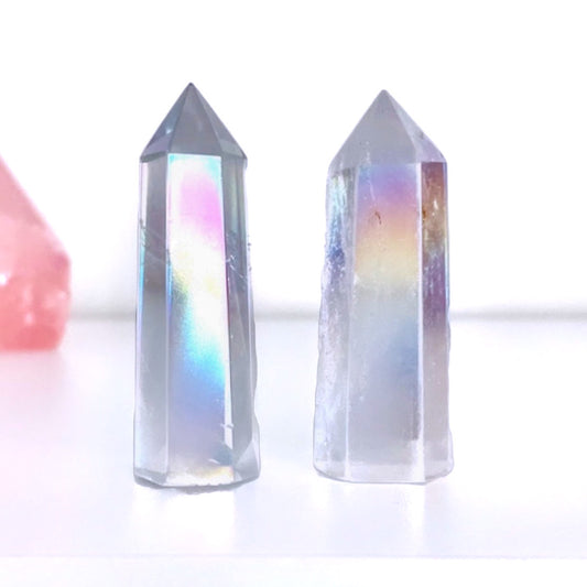 Rainbow Aura Clear Quartz Polished Point