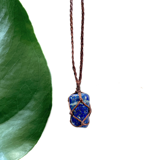 Lapis Lazuli Tumble Macrame Necklace