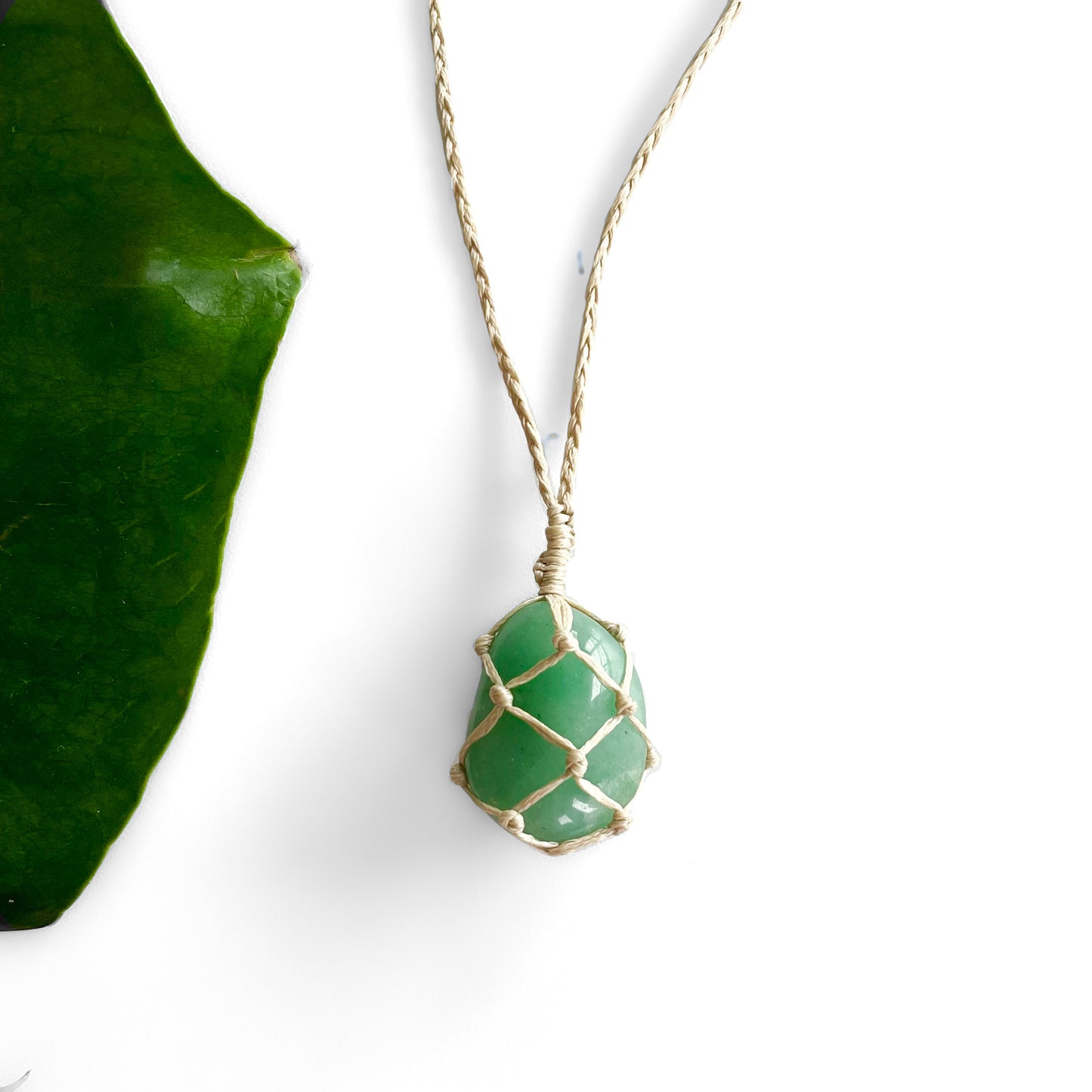 Green Aventurine Tumble Macrame Necklace