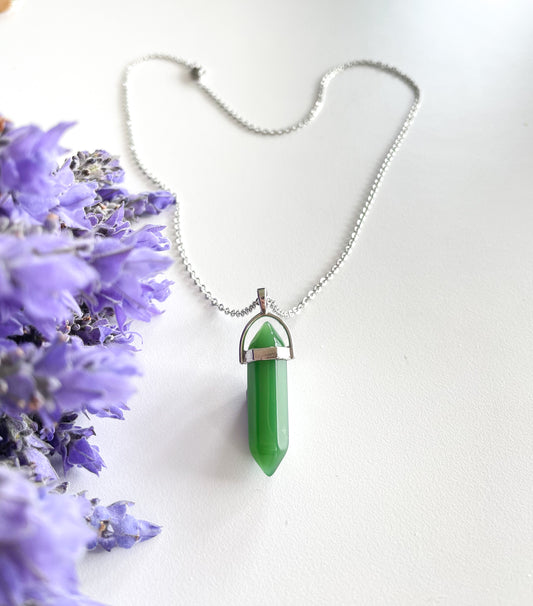 Green Aventurine Pendants - hanging double terminated point