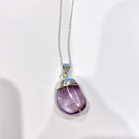 Amethyst Pendant - silver-capped tumble