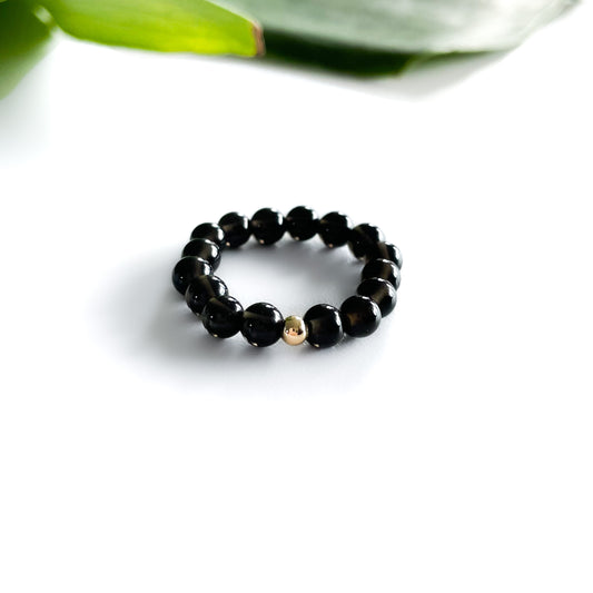 Black Obsidian Rings - bead