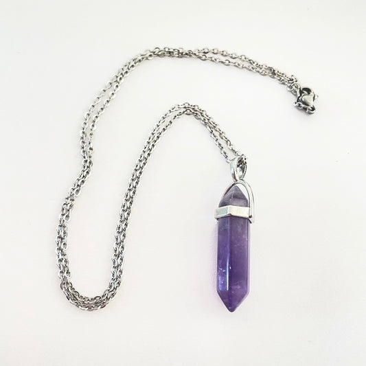 Amethyst Pendants - hanging double terminated point