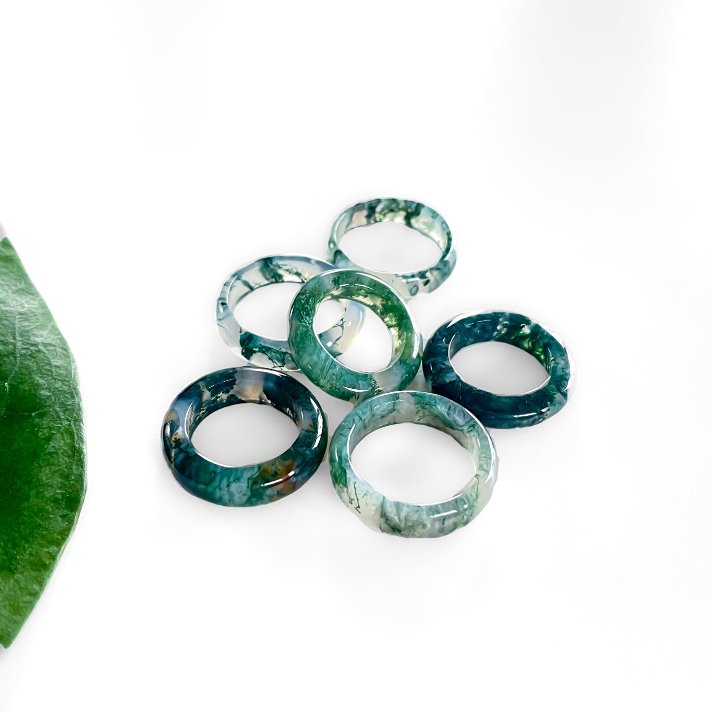 Moss Agate Rings - band