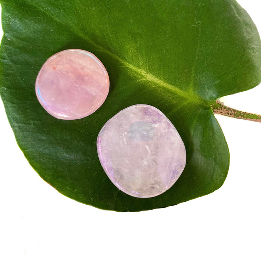 Rainbow Aura Rose Quartz Flatstone