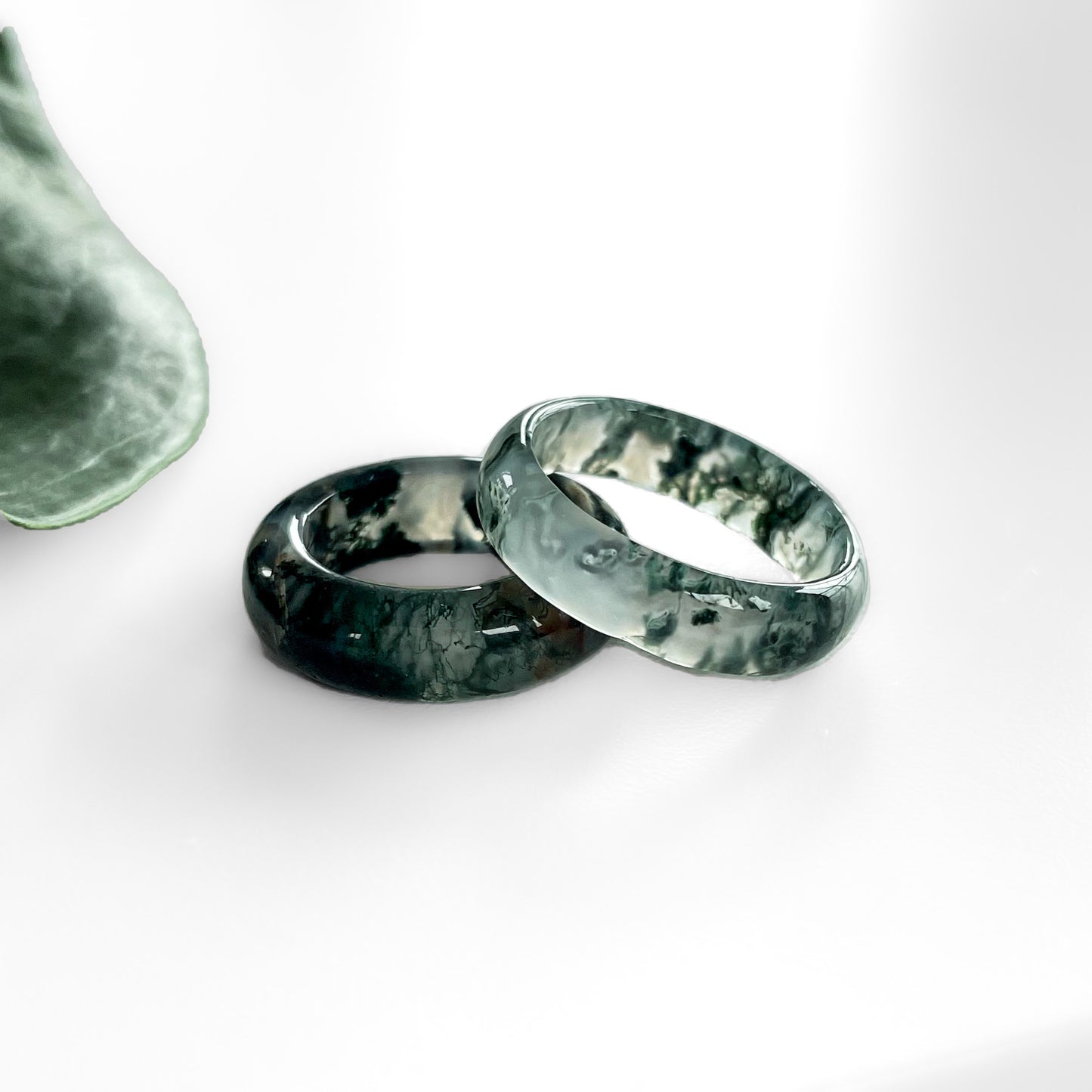 Moss Agate Rings - band