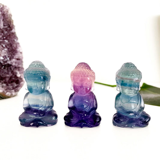 Rainbow Fluorite Meditating Buddha