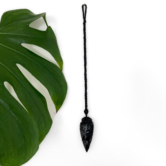 Black Obsidian Arrowhead - Wall Hanging with Beads