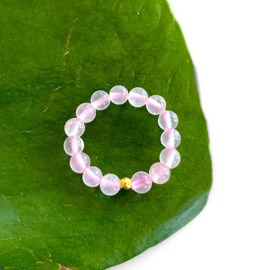 Rose Quartz Bead Ring