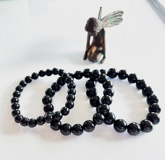 Black Obsidian Bracelet - round bead