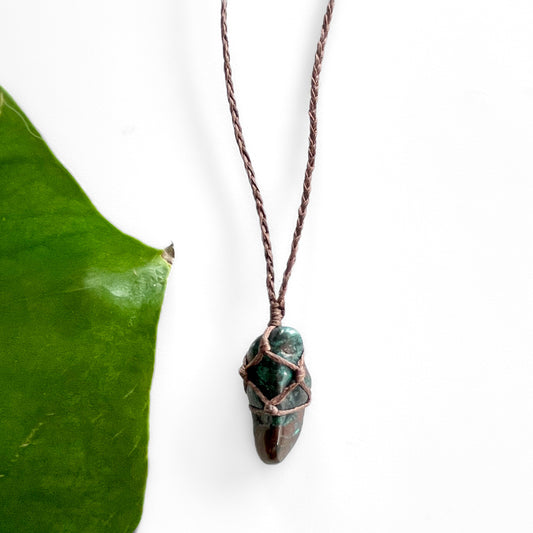 Chrysocolla Tumble Macrame Necklace