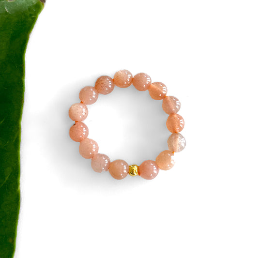 Peach Moonstone Rings - bead