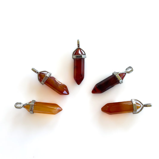 Carnelian Pendants - hanging double terminated point