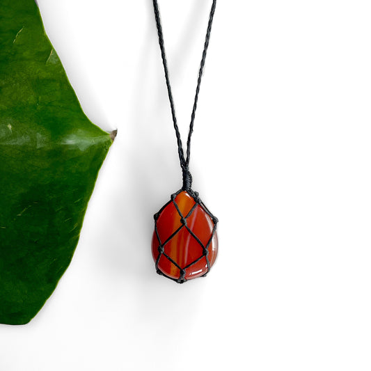 Carnelian Tumble Macrame Necklace