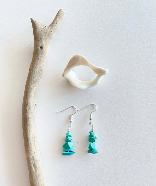 Howlite Hanging Bead Earrings