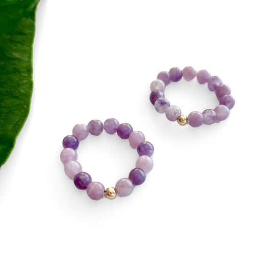 Lepidolite Rings - bead