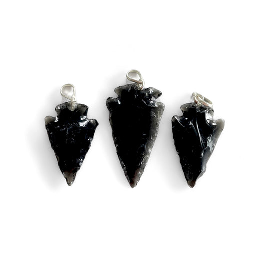 Black Obsidian Pendant - arrowhead