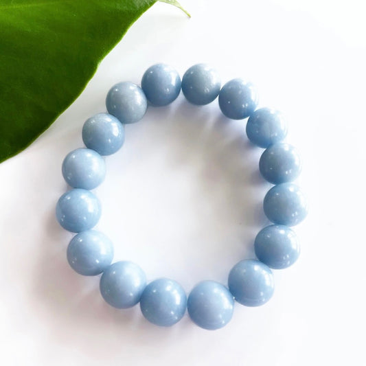 Angelite Bracelet - round bead