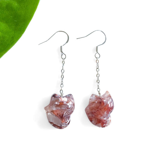 Fire Quartz Fox Earrings