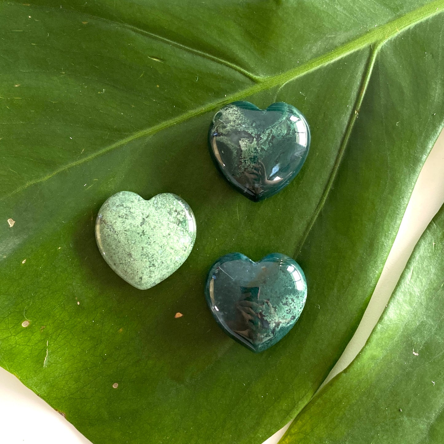 Moss Agate Hearts