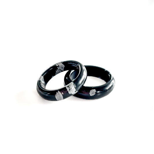 Snowflake Obsidian Band Ring