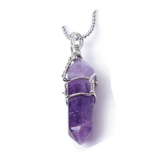 Amethyst Pendant - wire-wrapped double terminated point