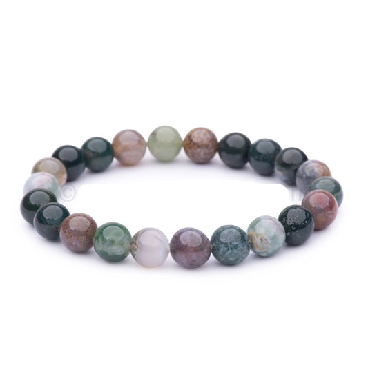 Colourful Moss Agate Bracelet - round bead