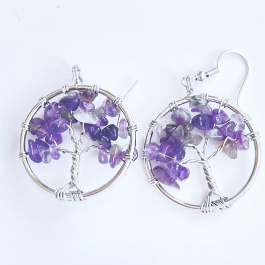 Amethyst Tree of Life Earrings