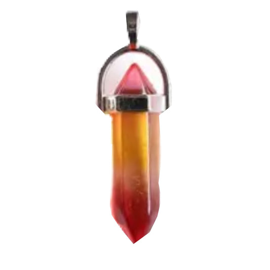 Coloured Glass Pendants - hanging double terminated point