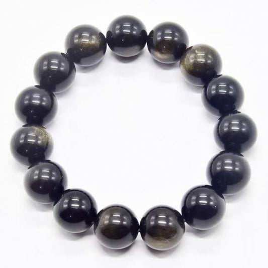 Gold Sheen Obsidian Bracelet - round bead